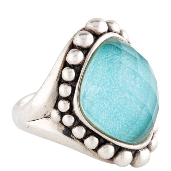 LAGOS TURQUOISE & QUARTZ STERLING SILVER COCKTAIL RING - Picture 4 of 6